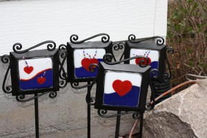Show your colors - new Red, White and Blue Garden stakes made of wrought iron are now available at The Garden Gallery.  Come check us out!